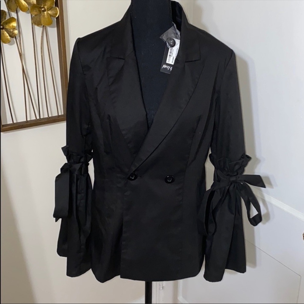 nastygal black tie sleeve blazer jacket